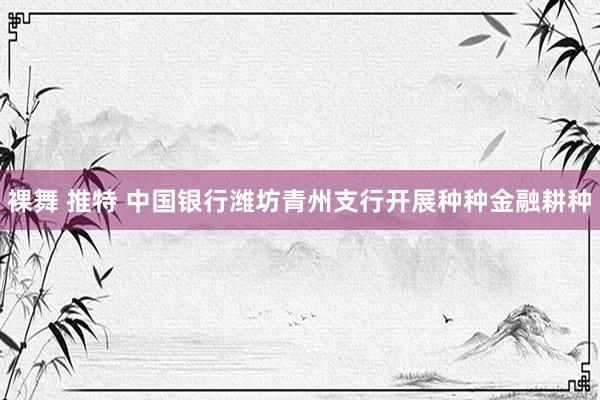 裸舞 推特 中国银行潍坊青州支行开展种种金融耕种