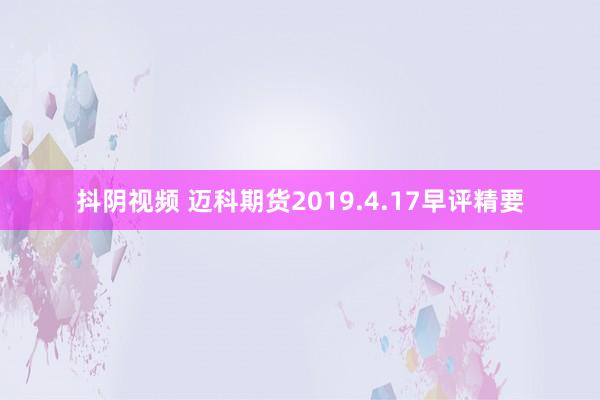 抖阴视频 迈科期货2019.4.17早评精要