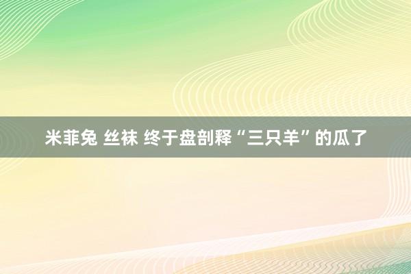 米菲兔 丝袜 终于盘剖释“三只羊”的瓜了