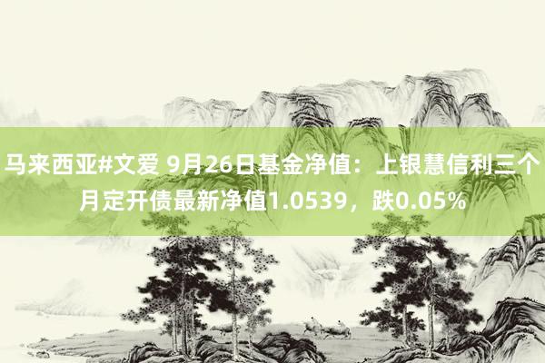 马来西亚#文爱 9月26日基金净值：上银慧信利三个月定开债最新净值1.0539，跌0.05%