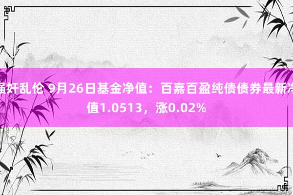 强奸乱伦 9月26日基金净值：百嘉百盈纯债债券最新净值1.0513，涨0.02%