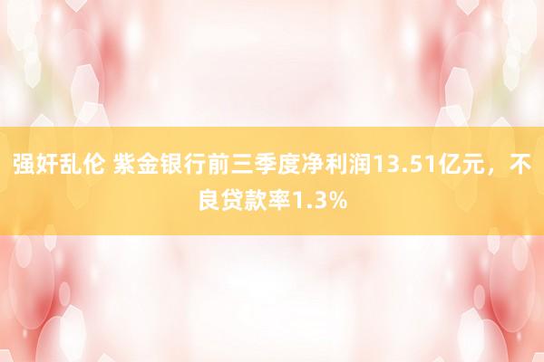 强奸乱伦 紫金银行前三季度净利润13.51亿元，不良贷款率1.3%