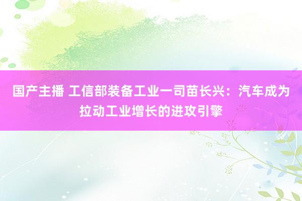 国产主播 工信部装备工业一司苗长兴：汽车成为拉动工业增长的进攻引擎