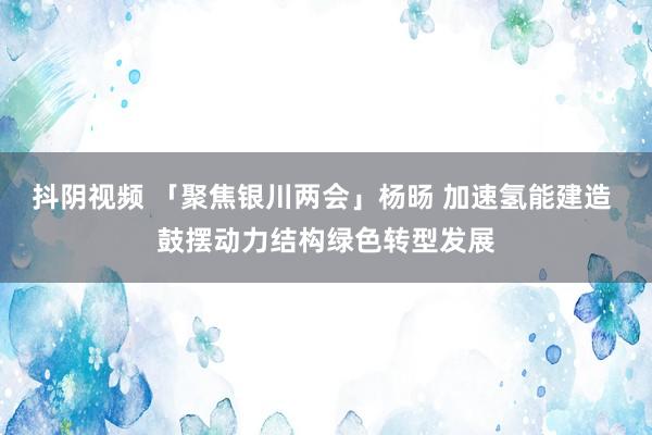 抖阴视频 「聚焦银川两会」杨旸 加速氢能建造 鼓摆动力结构绿色转型发展