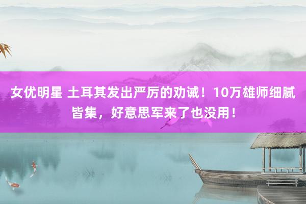 女优明星 土耳其发出严厉的劝诫！10万雄师细腻皆集，好意思军来了也没用！